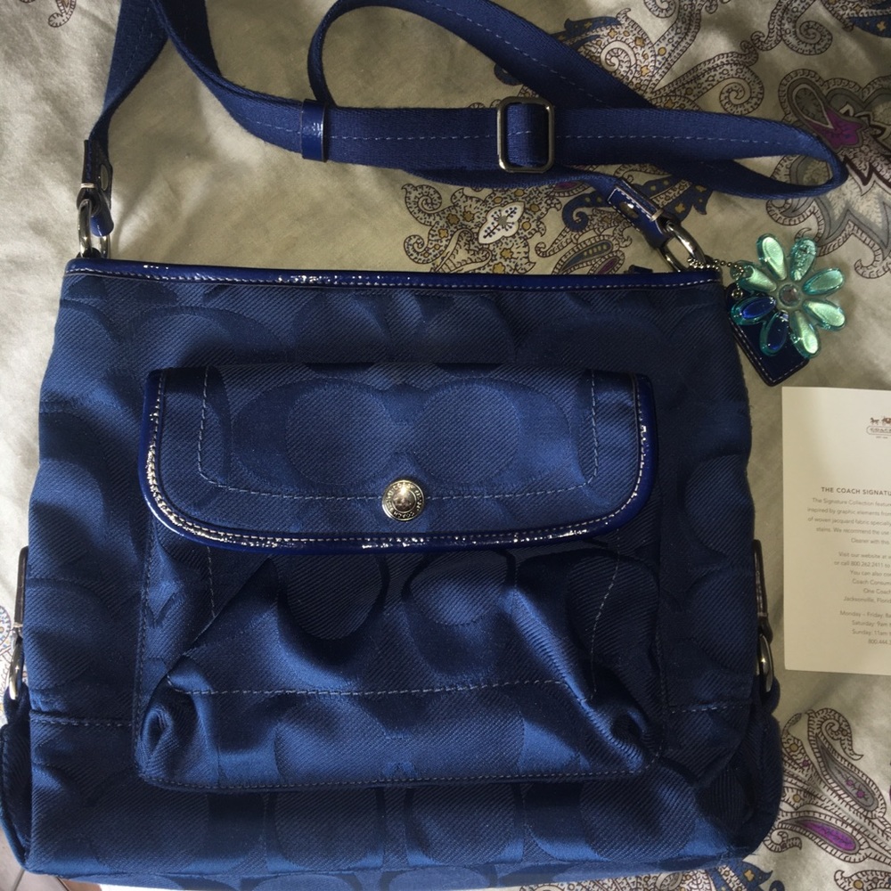Never used Coach blue bag with shoulder strap